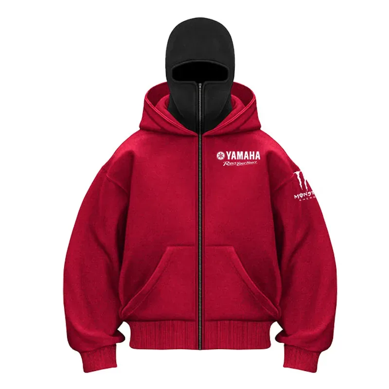 yamaha logo Printed Cotton Cycling Mask Zipper Hoodie Men and Women Autumn and Winter New Style Fashion Casual Retro Cycling Jer — image 3