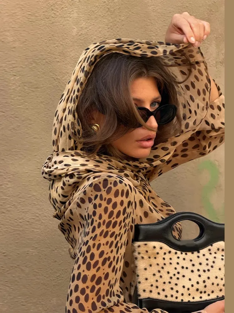 Sexy Leopard Printed Women Dress Long Sleeve See Through Hanging Neck Ribbon Lady Dresses 2026 Summer Autumn Chic Female Robe — image 7