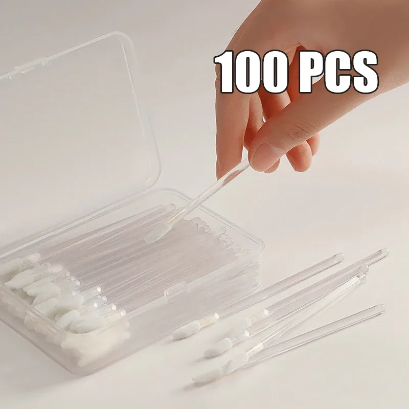 Pincéis descartáveis para lábios, 50/100 peças, pincel de maquiagem com ponta flocada, aplicador higiênico portátil para máscara corretiva de base de brilho labial — image 8