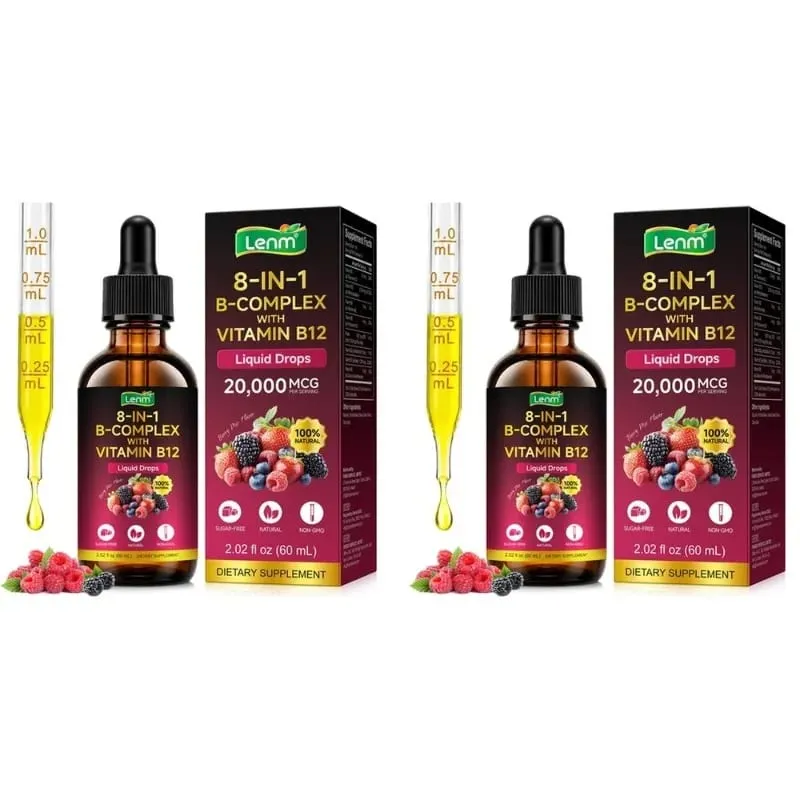 Lenm B Complex Liquid Drops 8-in-1 with B12 2000mcg B1 B2 B3 B5 B6 B7 Folate for Energy & Metabolism Support Sugar-Free 60ML — image 9