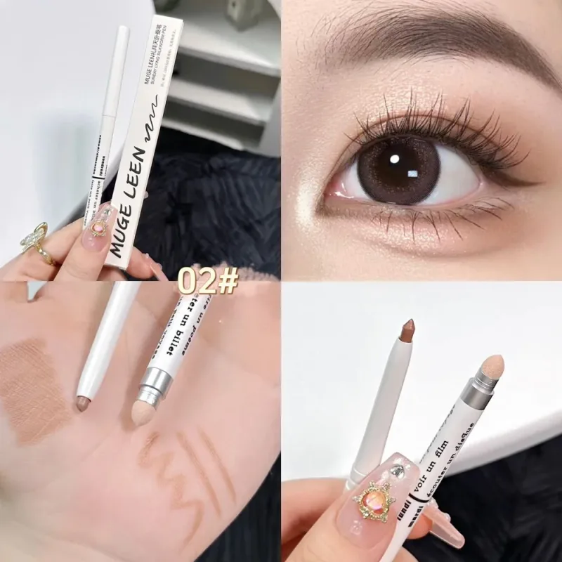 Korean 2 in 1 Lying Silkworm Eyeliner Pen Bionic Shading Glitter Highlighting Instant Big Eye Effect Brighten Eyeshadow Makeup