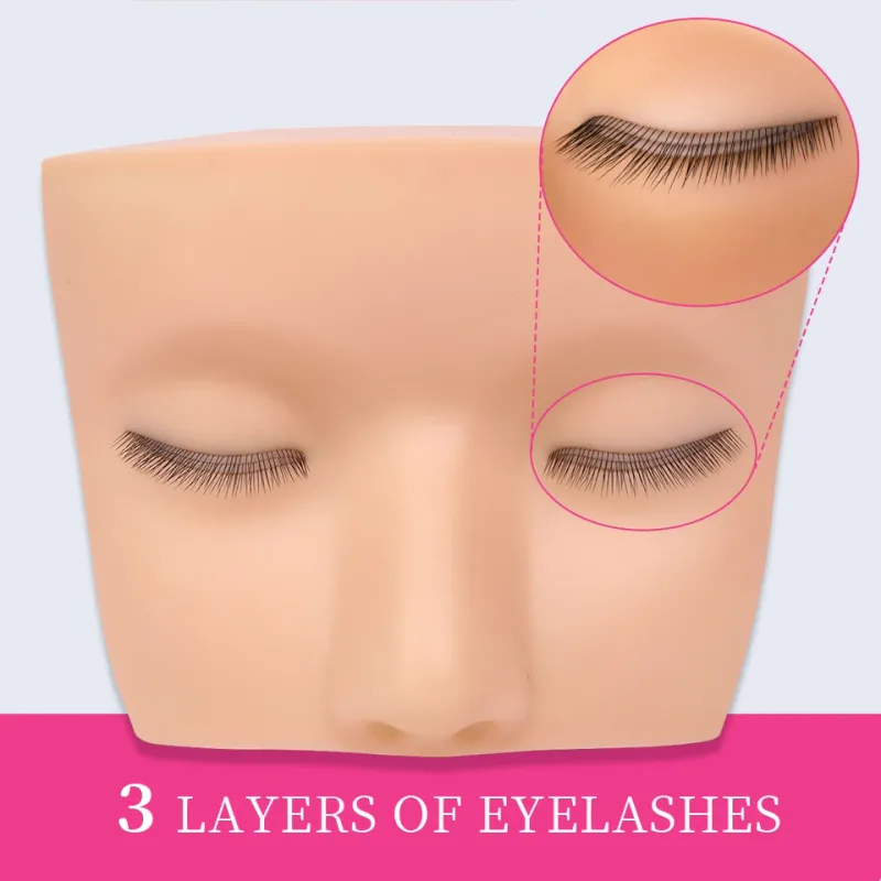 3 Layers Lashes Reusable Mannequin Eyes Eyelash Extension Eyes Model Doll Face Head Training Simulated Silicone Eye Makeup Tools