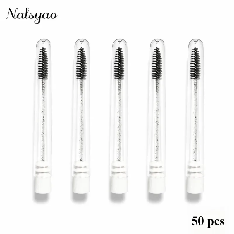 Disposable Mascara Wands Eyebrow Brush Applicator EyeLash Brushes 50pcs Reusable Eyelashes Brush Tube for Eyelash Extension