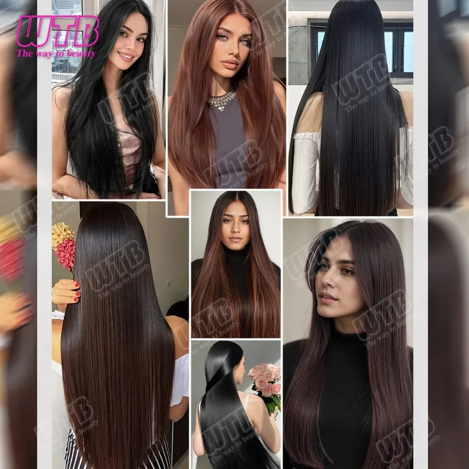 WTB Straight Hair Extensions Synthetic Wigs BB Clip Style V-Shaped Straight Hair Extensions Suitable for Women for Daily Wear — image 5