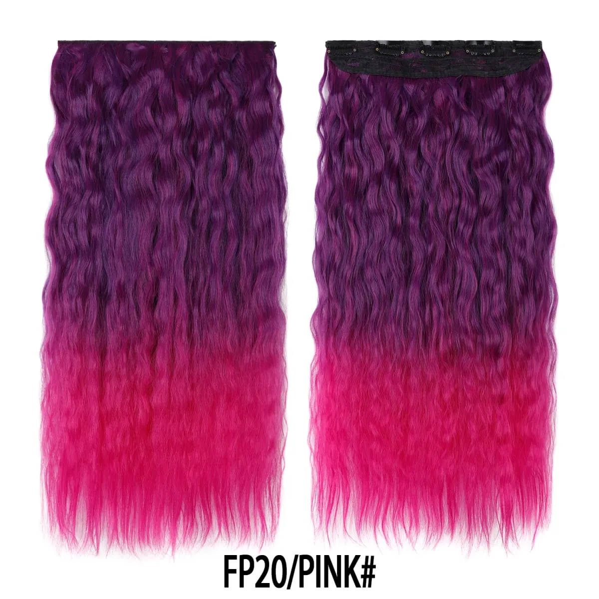 Jeedou Clip in Hair Extension Kinky Curly Hair One Piece 5Clips Blue Rainbow Color Cosplay Props Synthetic Hairpieces For Girls — image 21