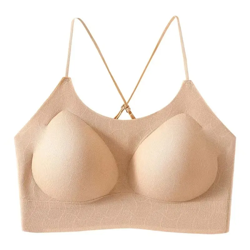 2025 Sexy French Camisole Backless Bra One-piece Seamless Lifting Lingerie No Underwire Gathering Anti-sagging Fix Cup Bra — image 9