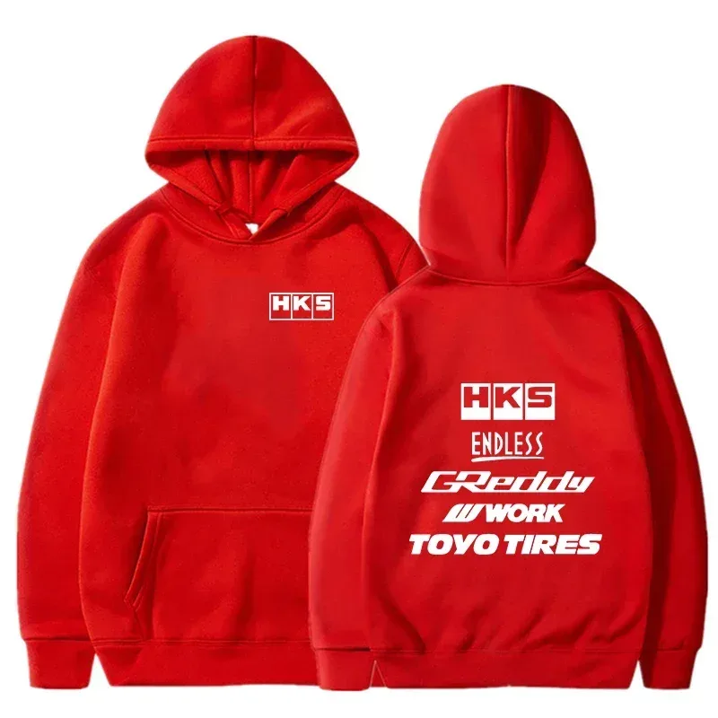 2025 남성 패션 멋진 까마귀 일본 JDM 수정 된 자동차 HKS 끝없는 Hoody 남성 여성 빈티지 캐주얼 운동복 긴 소매 풀오버