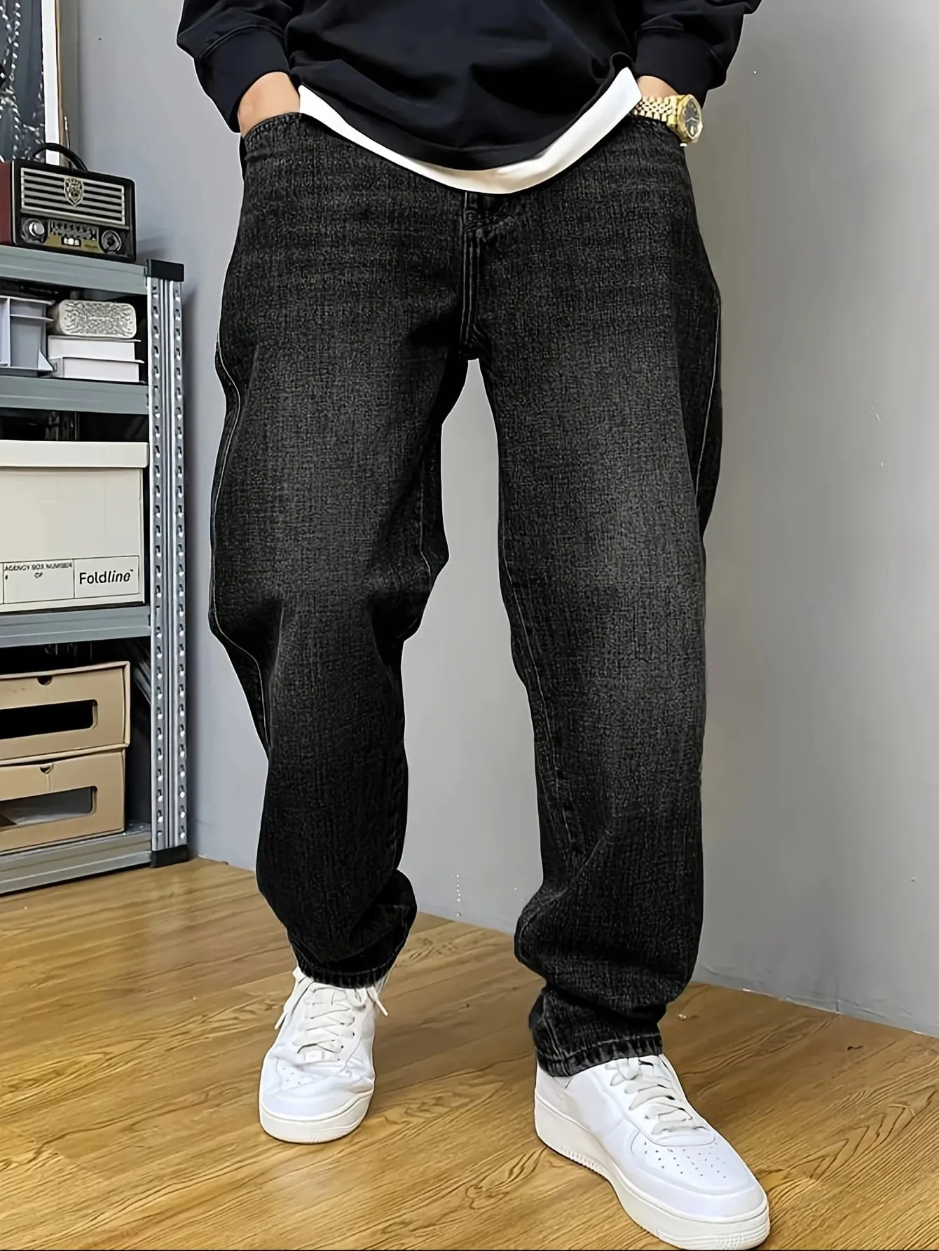 Men's Stretch Straight Jeans Plus Size Loose Fit Denim Trousers For Big Belly Guys Casual Long Pants Big Sizes To 50 — image 5