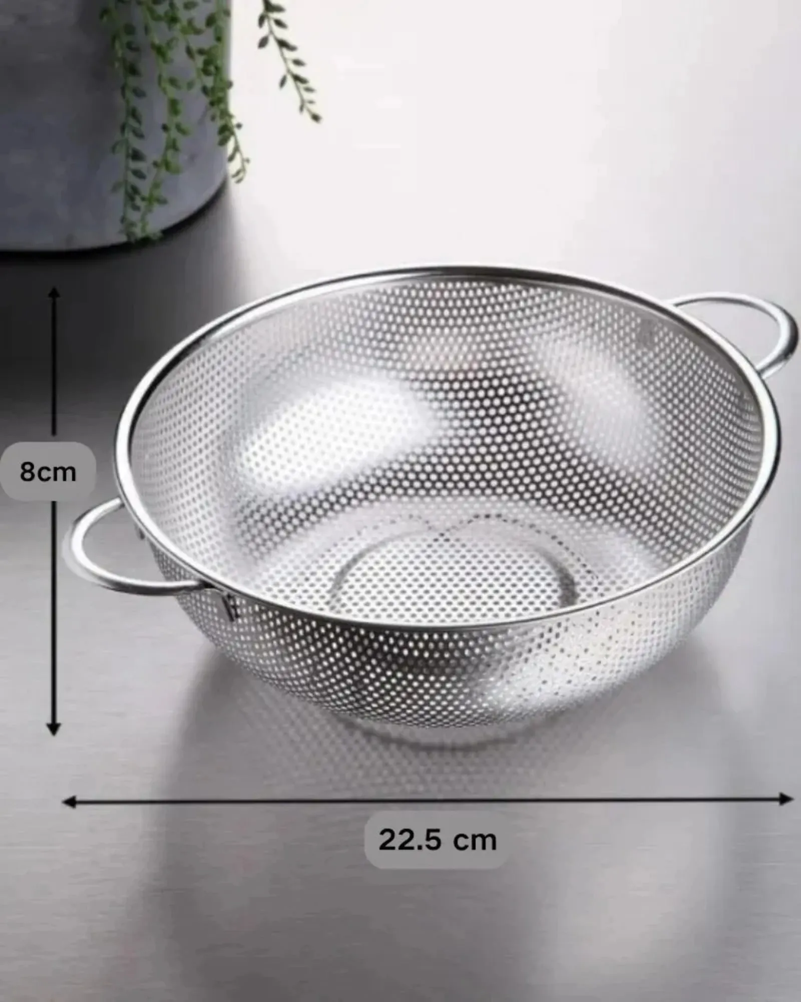 16/19/22/31CM All Purpose Stainless Steel Fine Mesh Strainer Net Baskets with Handles Resting Base Colander Set Kitchen Supplies