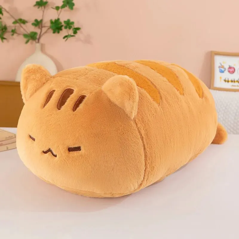 55/90cm Soft Cute Lying Cat Plush Pillow Nap Lumbar Back Support For Women Office Home Bedroom Sleeping Comfort Plush Cat Doll