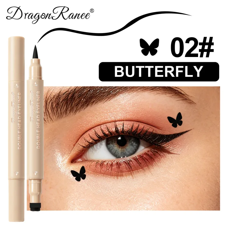 2-in-1-Eyeliner mit doppelseitigem Stempelsiegel, schnell trocknend, wasserfest und schweißfest, verwischt nicht leicht, bunter Augen-Make-up-Eyeliner