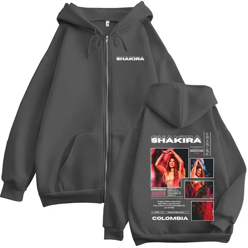 Shakira Las Mujeres Ya No Lloran Tour 2026 Zipper Hoodies Men Women Clothing Casual Long Sleeve Zip Up Sweatshirts Jackets Coat — image 4