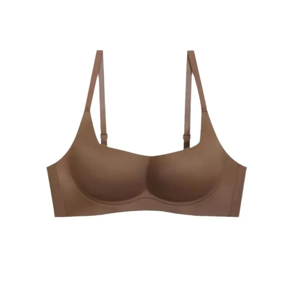 Anti-sagging Lingerie Bras Thin Lingerie Solid Color Gathered Underwear Skin-Hugging Up Top Collect Side Breasts Non-Wire Bra — image 5