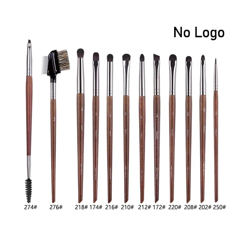 Pennelli per trucco occhi in legno naturale set completo Ombretto Pro Crease Kit per trucco sfumino evidenziatore sopracciglio Pennello per ciglia labbra pratico — image 35