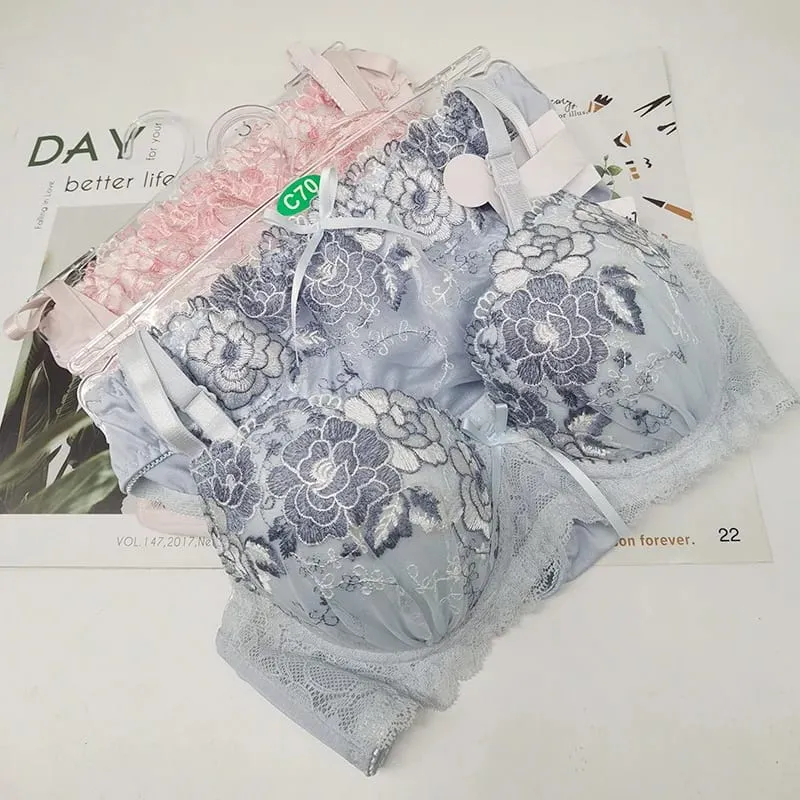 Sexy lace girls bra set gathered up support not run cup underwear women push up skin-friendly lingerie panties suit — image 5