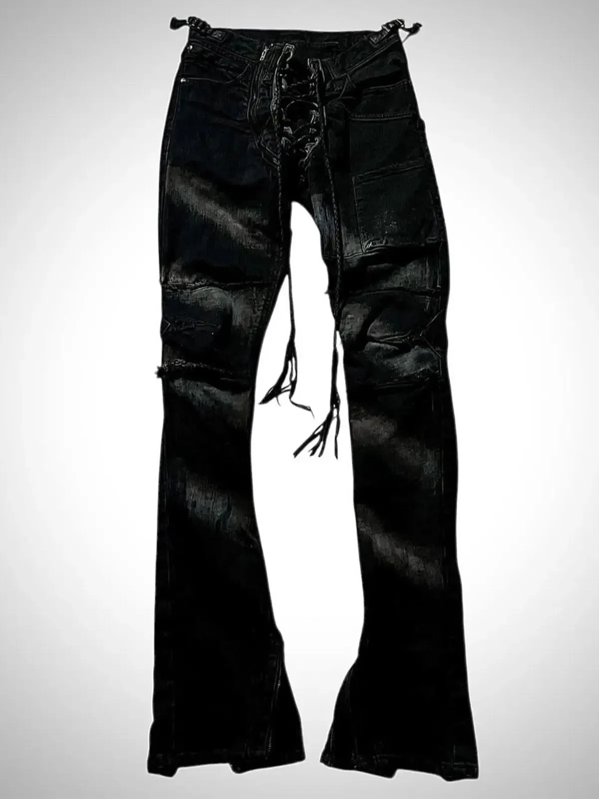 Ifsixwasnine Vision Washed Striped Lace-Up Slim-Fit Pull Jeans