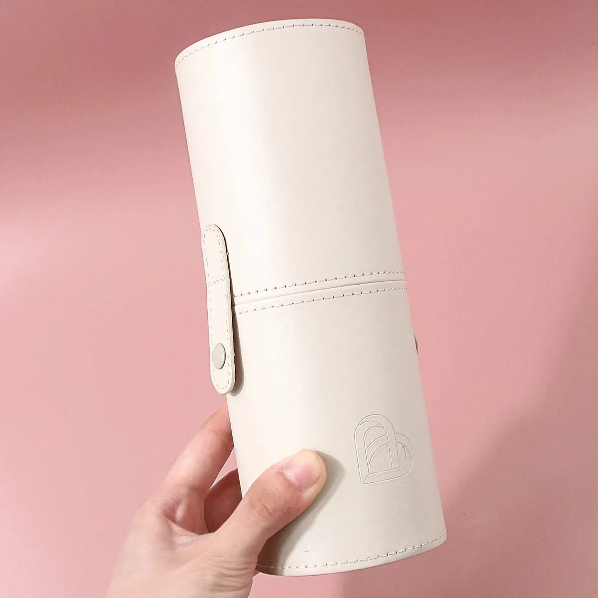 1PC Cylindrical Makeup Brush Holder PU Leather Cosmetic Storage Box Waterproof Dustproof Portable Makeup Brushes Organizer Trave