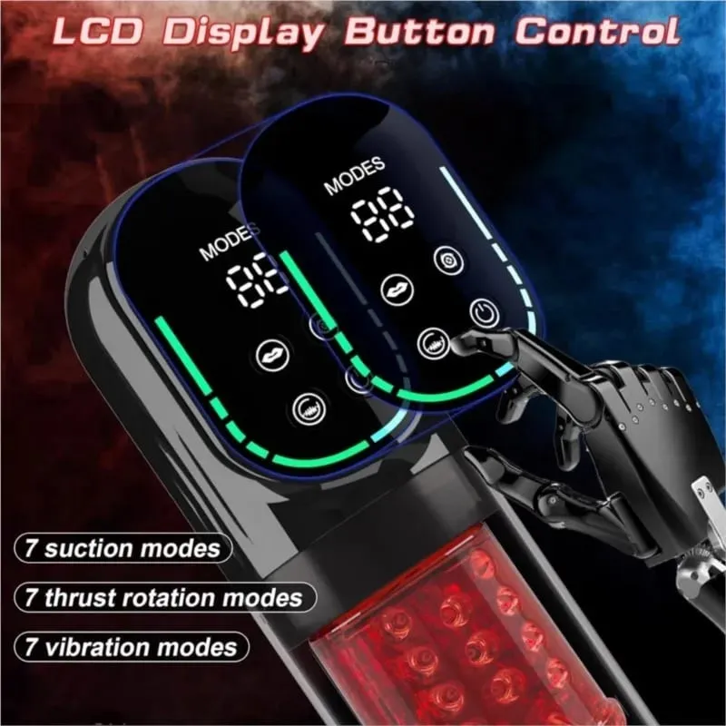 APP LED Automatic Male Masturbation Cup 7 Sucking Rotating Licking Thrusting Modes Stroker Sex Toys for Men Blowjob Simulator