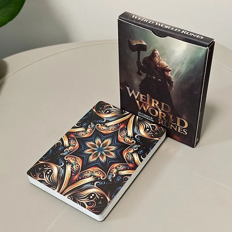 Weird World Runes Deck 9*6cm - 25 Elder Futhark Oracle Cards for Divination Printed on 350GSM Double-embossed Cardstock