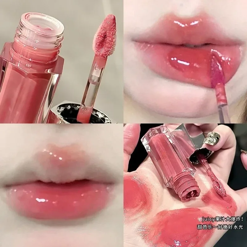 Ice Transparent Brown Lip Gloss Moisturizing Glossy Liquid Lipstick Water Light Glass Mirror Lip Glaze Long-lasting Beauty Lips