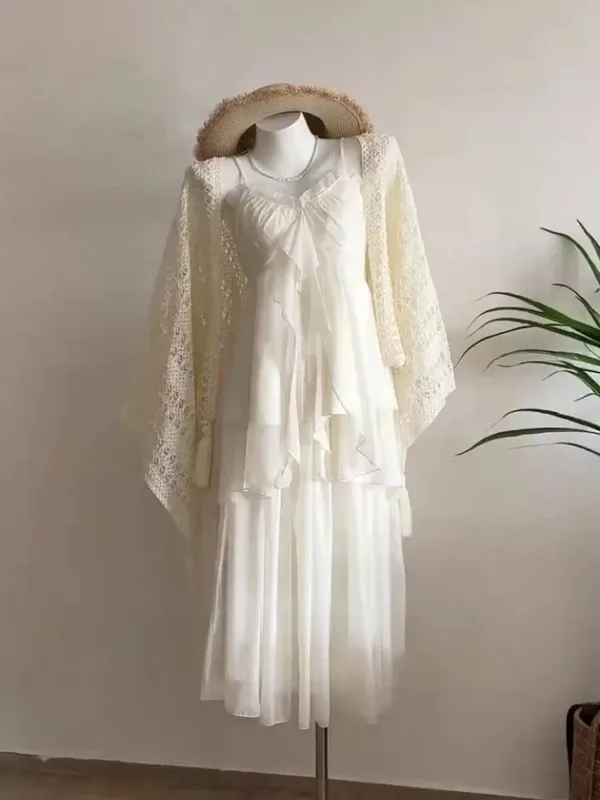2026 frau Japanische Süße Spitze Blume Y2k Ästhetischen Verband Grunge Kleider Harajuku Ärmellose Patchwork Vintage Kleid Chic