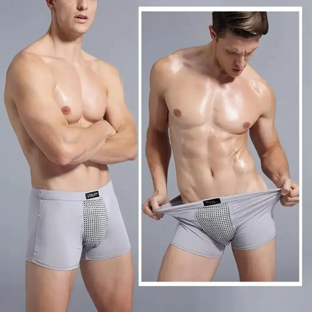 Men Boxers Sweat Absorption U Convex Magnetic Physiological Underwear Massage Solid Color Plus Size Men Underpants Inner Wear Cl — image 14