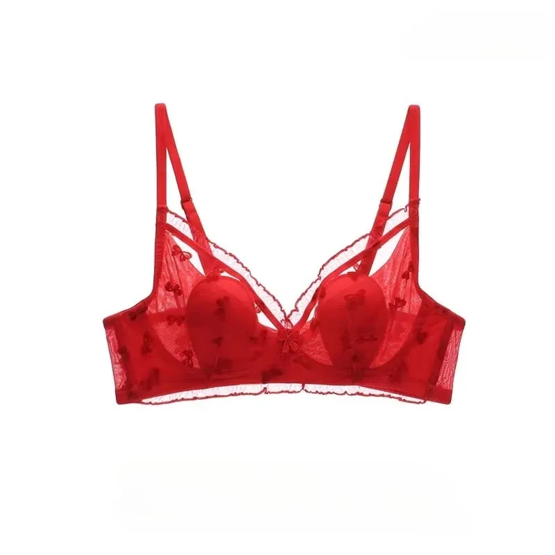 Sutiã Com Orelhas De Coelho Estilo Japonês Ultrafino Aumenta Peito Pequeno Sustenta Grande Anti-Caída Conjunto Lingerie