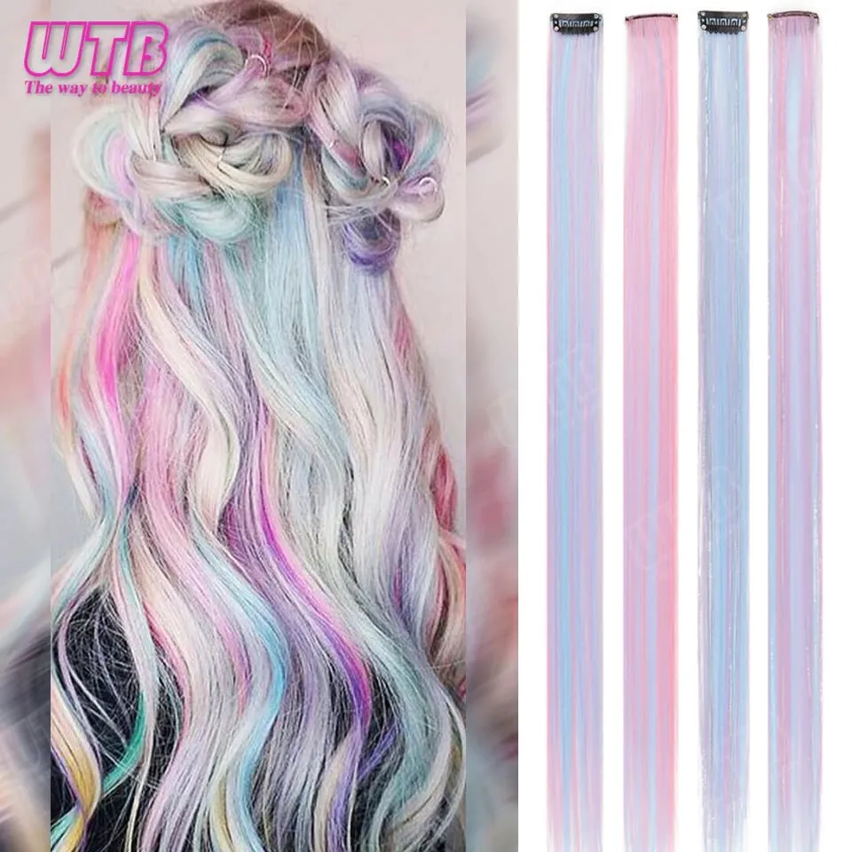 WTB Ice Cream Color Synthetic Hair Extension Wig with BB Clip Style Suitable for Women to Wear During Holidays and Events — image 2