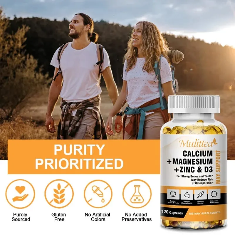 Mulittea Calcium Magnesium Zinc Capsules with Vitamin D3 for Strong Bones & Nervous System Health & Promotes Cell Growth — image 3