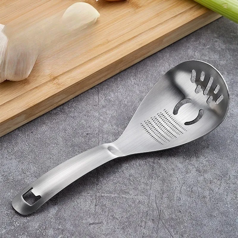 Multifunctional Stainless Steel Ginger Grater Spoon Garlic Ginger Spoons Versatile Kitchen Ginger Masher for Mincing Vegetable