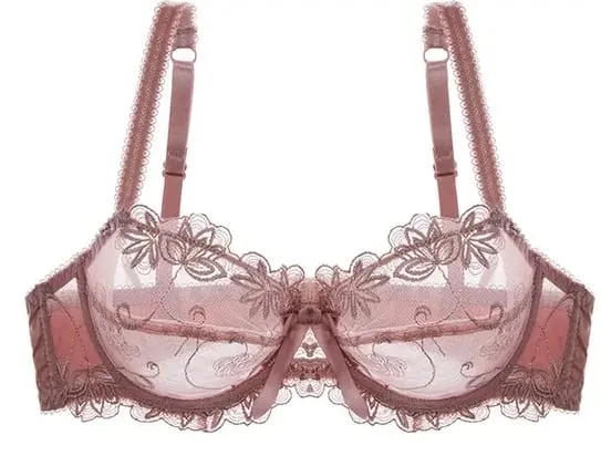 Women Sexy Sheer Mesh Lace Bra Set Thin Minimizer Big Bust Bowknot Pure Desire Lingerie Brassiere Underwear 34‑40 BC — image 14