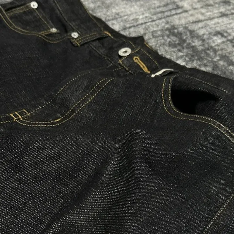 Spring Autumn New Men Tide Chic Ins Vintage Selvedge Narrow Red Edge Raw Denim Pants Straight Wide Leg A-Line Jeans HK19262 — image 4