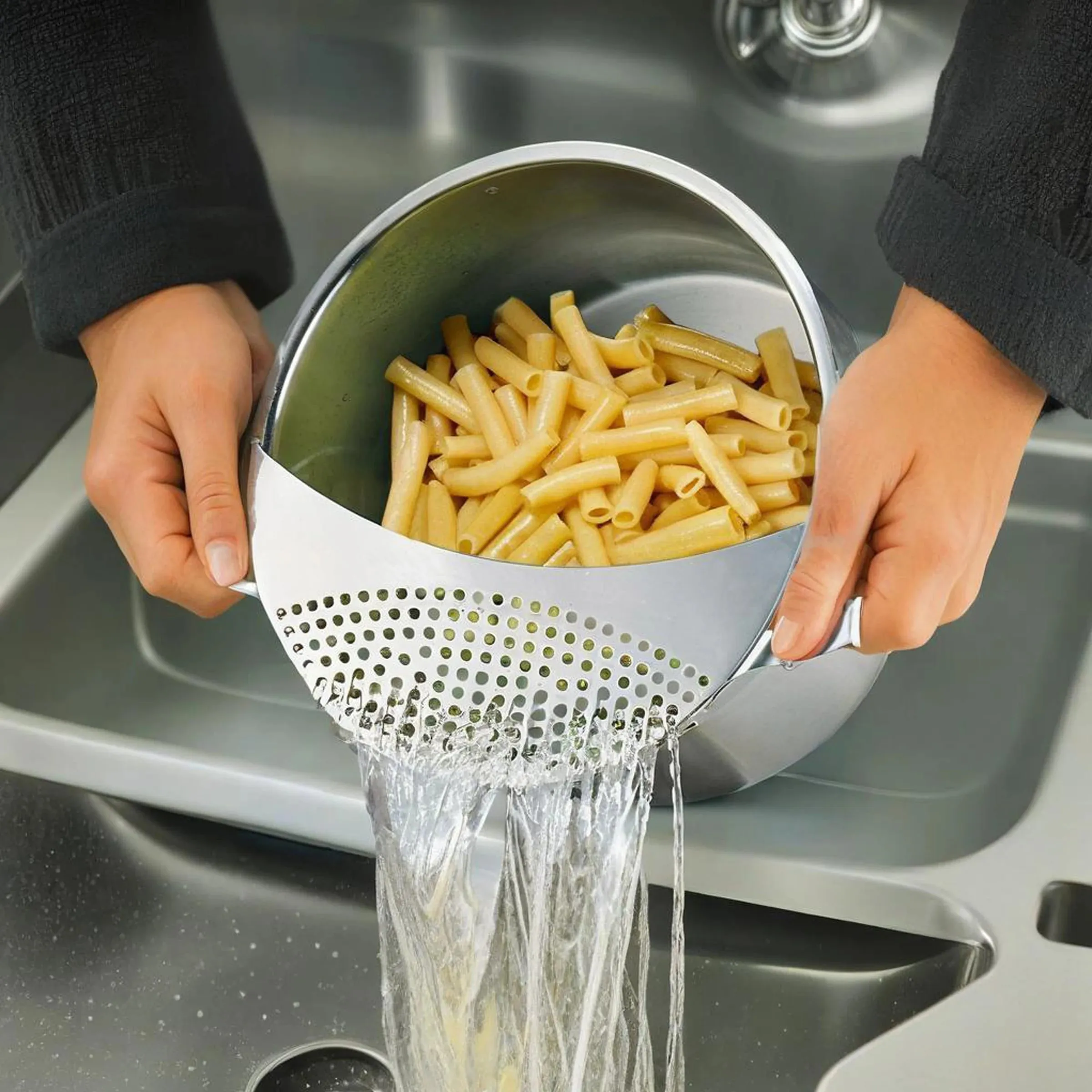 1/2Pcs Pot Strainer Set Stainless Steel Universal Fit Dishwasher Safe Colander for Fruit Veggie Pasta Home Kitchen Cooking