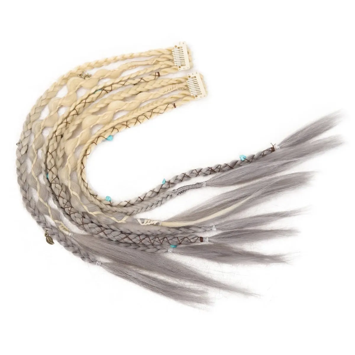 20 Inches Bohemia Clip in Hair Extensions Handmade Synthetic Weaving Clip-on Long Braid Fairy Hair Extensions for Women — image 7