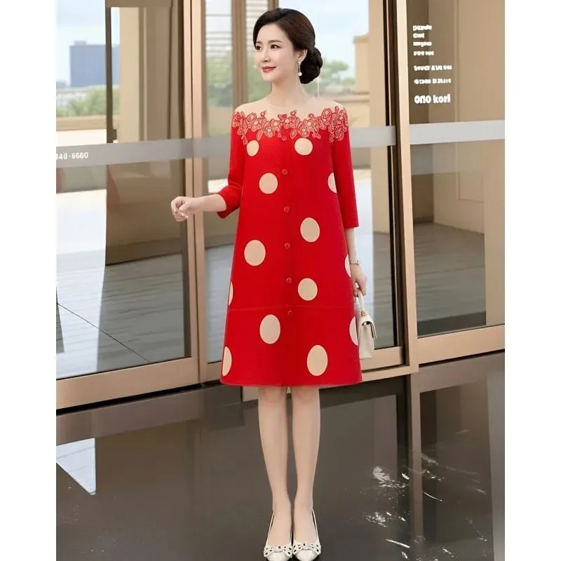 Miyake Pleated Original Polka Dot Dresses Plisse Women Pleats Loose Plus Size 2026 Summer New Casual Versatile Fold Dress — image 5
