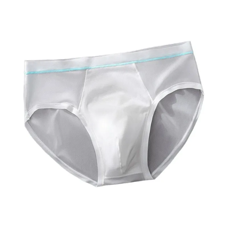 Men's Seamless Ice Silk Briefs Underwear Bulge Pouch Solid Breathable Panties Sexy U Convex Pouch Lingerie Underpants — image 9