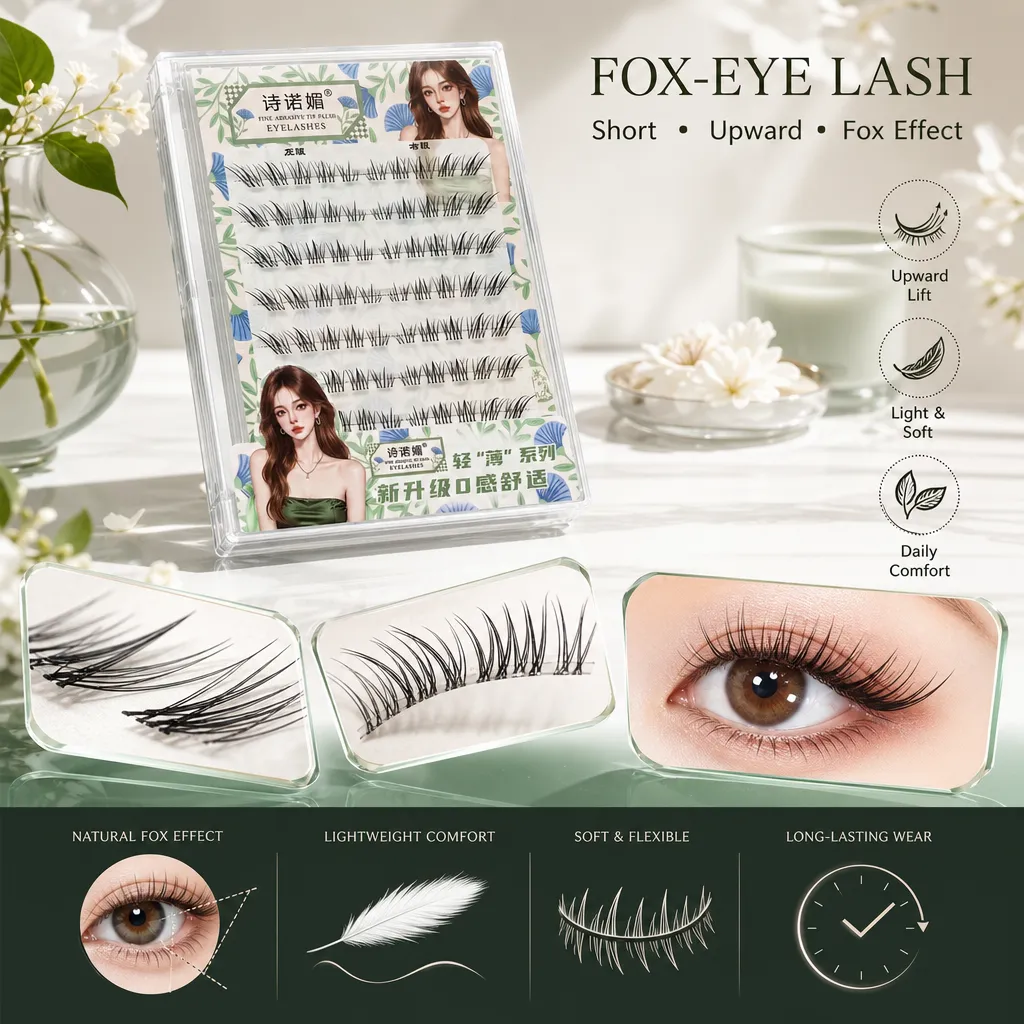 Fox-style False Eyelashes Short Length Curl Black Natural Eye Lengthening Design Lightweight For Daily Makeup Party Dating Women — image 2