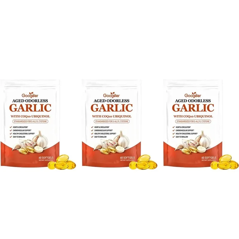 Googeer Aged Odorless Garlic Softgels with CoQ10 Ubiquinol Vitamin K2 MK-7 Heart Circulation Energy Immune Support 60 Count — image 9