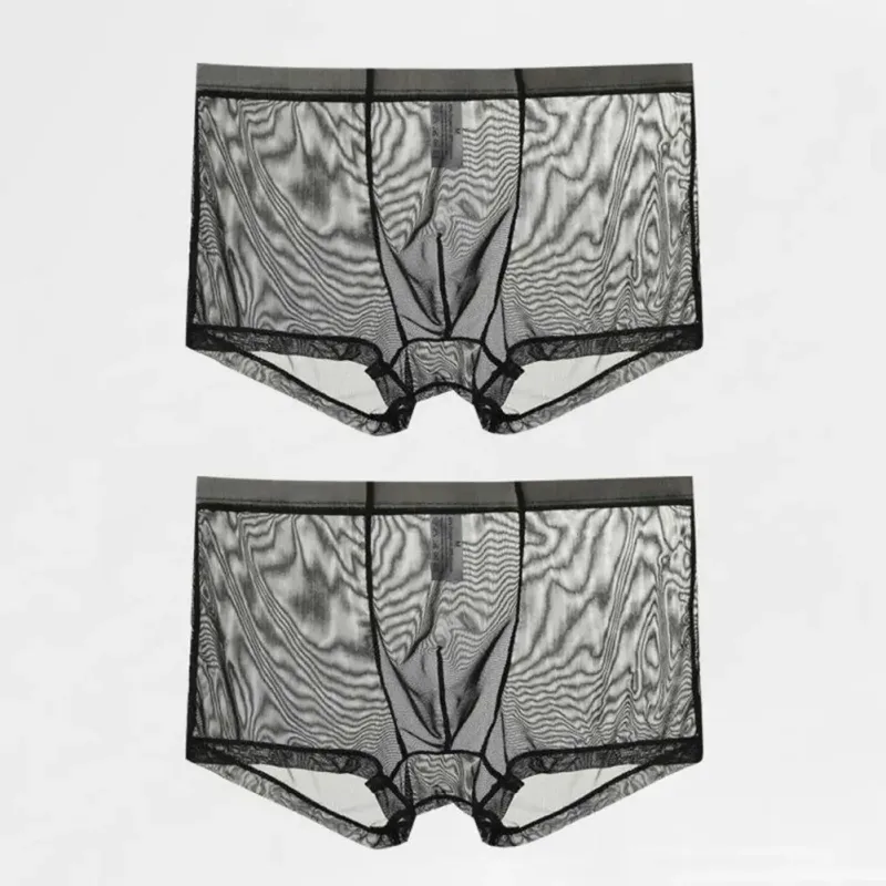 Genomskinliga boxershorts för män genomskinlig manliga kalsonger Sexiga Mesh Låg midja Is Silke Tunn Kylning Herr Trosor Herr Underkläder — image 26