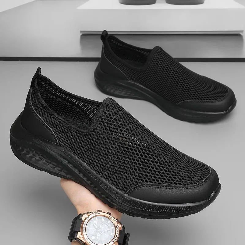 One Foot on the Net Shoes Men's Summer New Breathable Thin Net Walking Shoes Casual Sports Shoes Black Plus Size Men's Shoes 48 — image 1