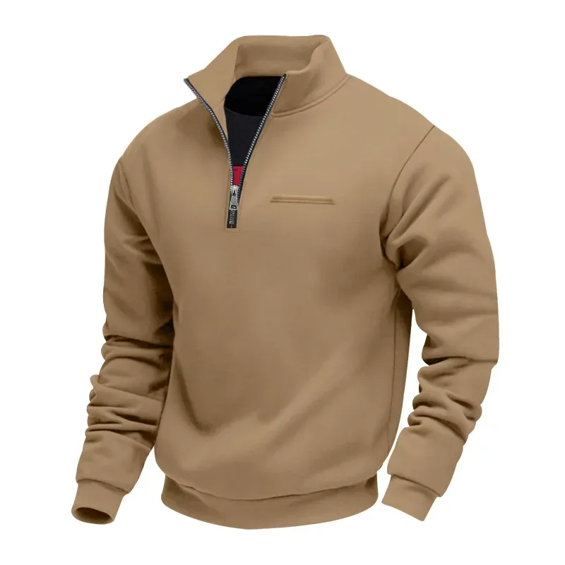 Men's Thick Fleece Stand Collar Sweatshirt Autumn Winter Color Block Striped Warm Outdoor Casual Daily Jacket Outerwear Cozy — image 3