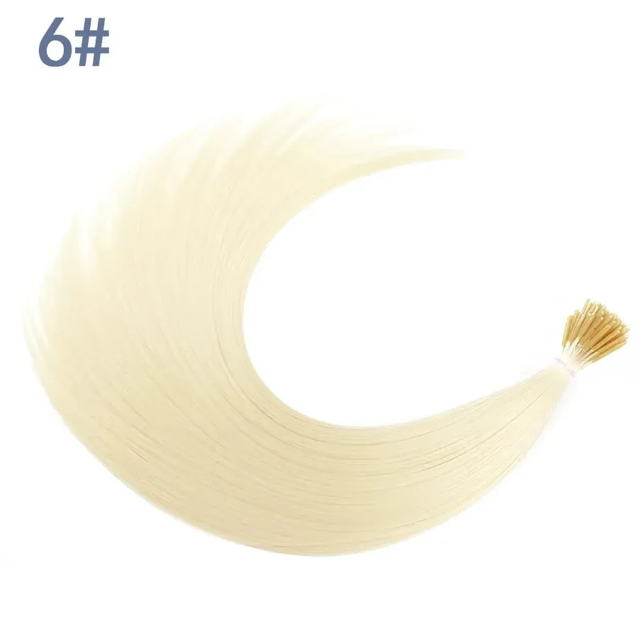 Extensiones de cabello en barra I-Tip de color sintético, 50 hebras por paquete, pelo liso de 16 pulgadas para mujeres, postizos de fibra de alta temperatura — image 14