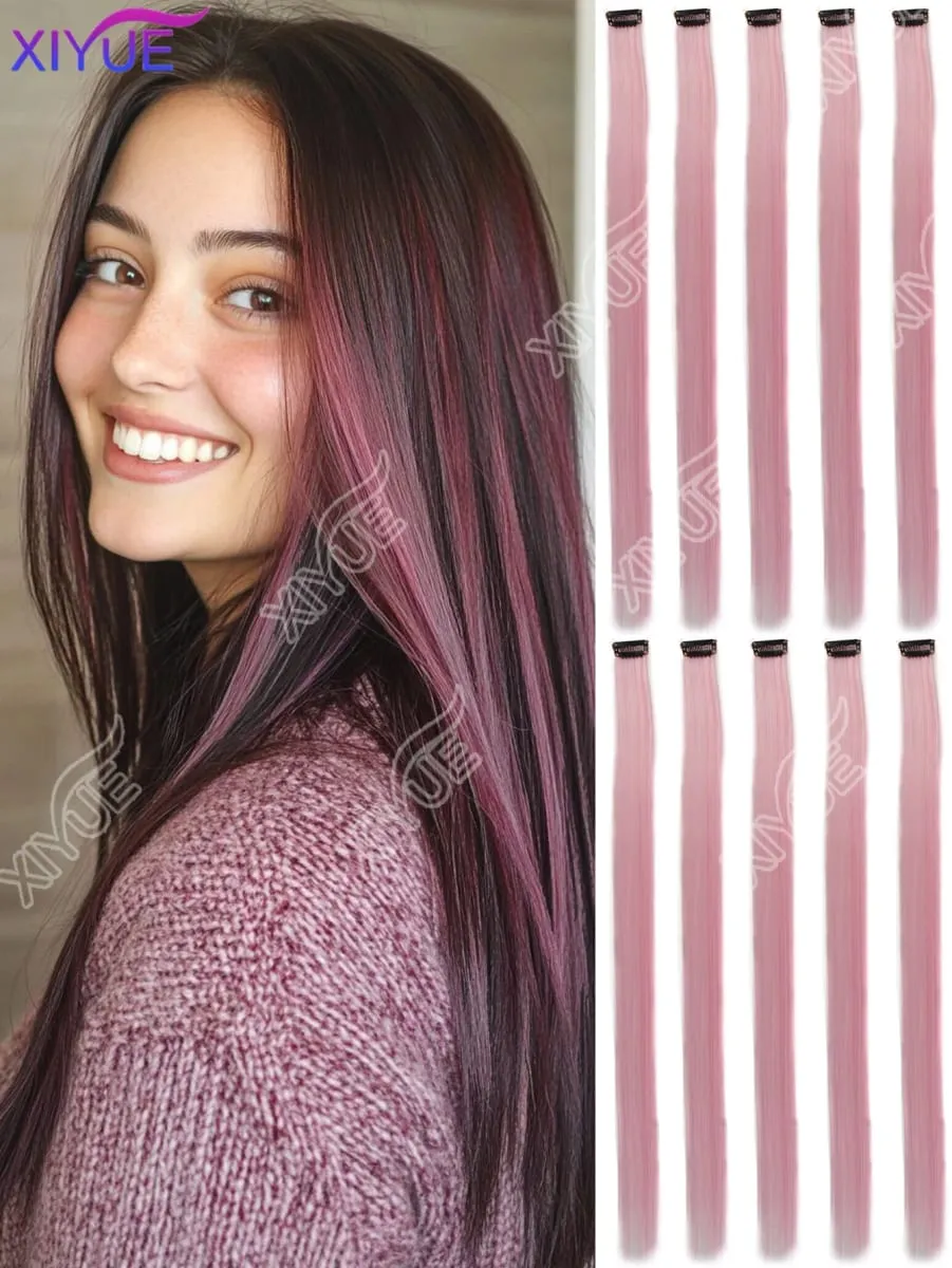 10Pcs Clip In Hair Clip In Wave Curly Hair Purple Red Wavy Hair With Clip In Hair Extension Synthetic 20inch Halloween Christmas — image 10