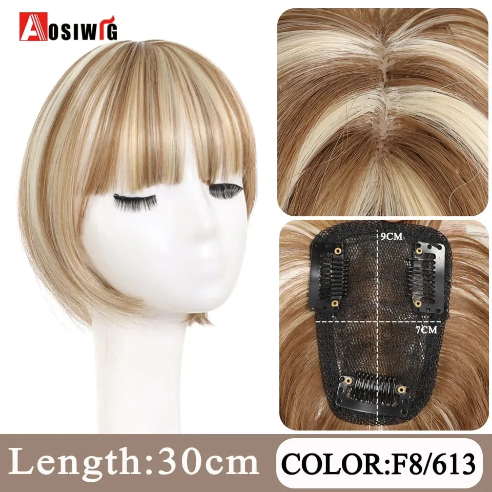 Synthetic Topper Hairpiece Clip-In Bangs Extension Natural Neat Fake Fringe Topper Hairpiece Invisible Clourse Hairpieces