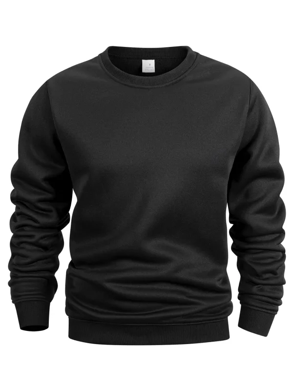 Men's Crew Neck Pullover Solid Color Large Sweatshirts Spring Autumn Outdoor Jogging Tops Men Casual Hoodies Streetwear — image 9