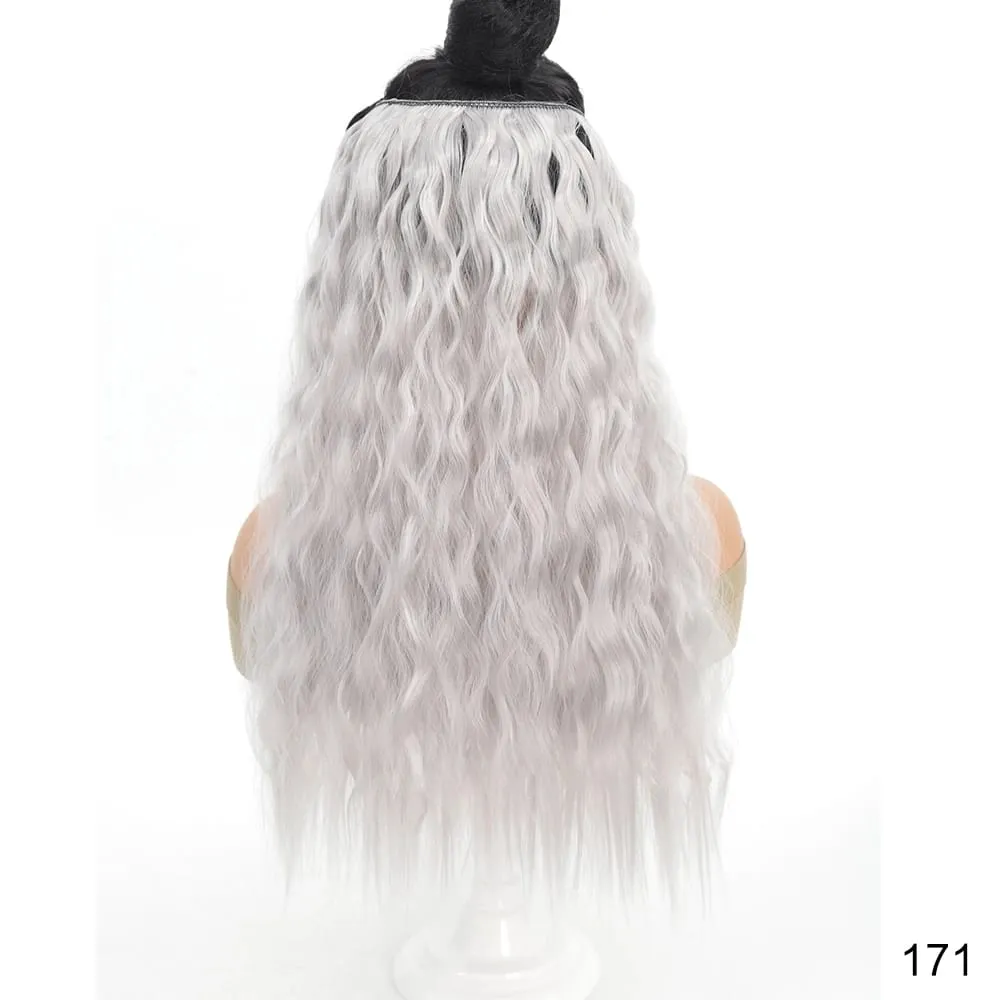 22" Invisible Wire Hair Extensions Water Wave Gray Black No Clip One Piece Synthetic Hairpiece Women Natural Heat Resistant Hot — image 11