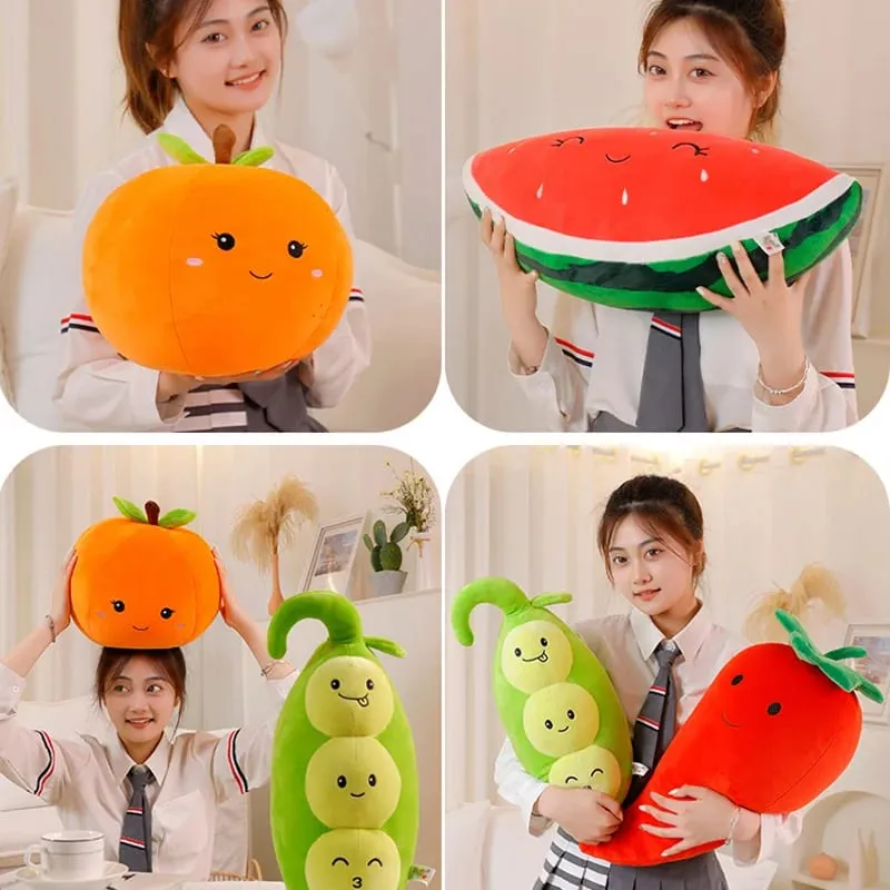 ZU 슈퍼 부드러운 플러시 베개 귀여운 과일 키위 사과 오렌지와 야채 완두콩 칠리 인형 장난감 소파 소녀를위한 홈 장식 쿠션 — image 3