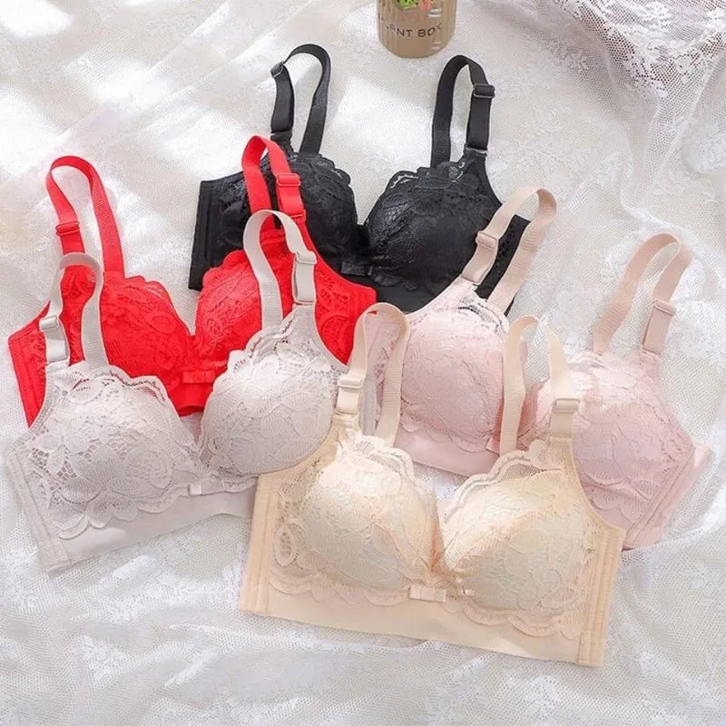 12cm Thick Padded Push Up Bra Wireless Gathered Bra for Small Chest Sexy Natural Lift