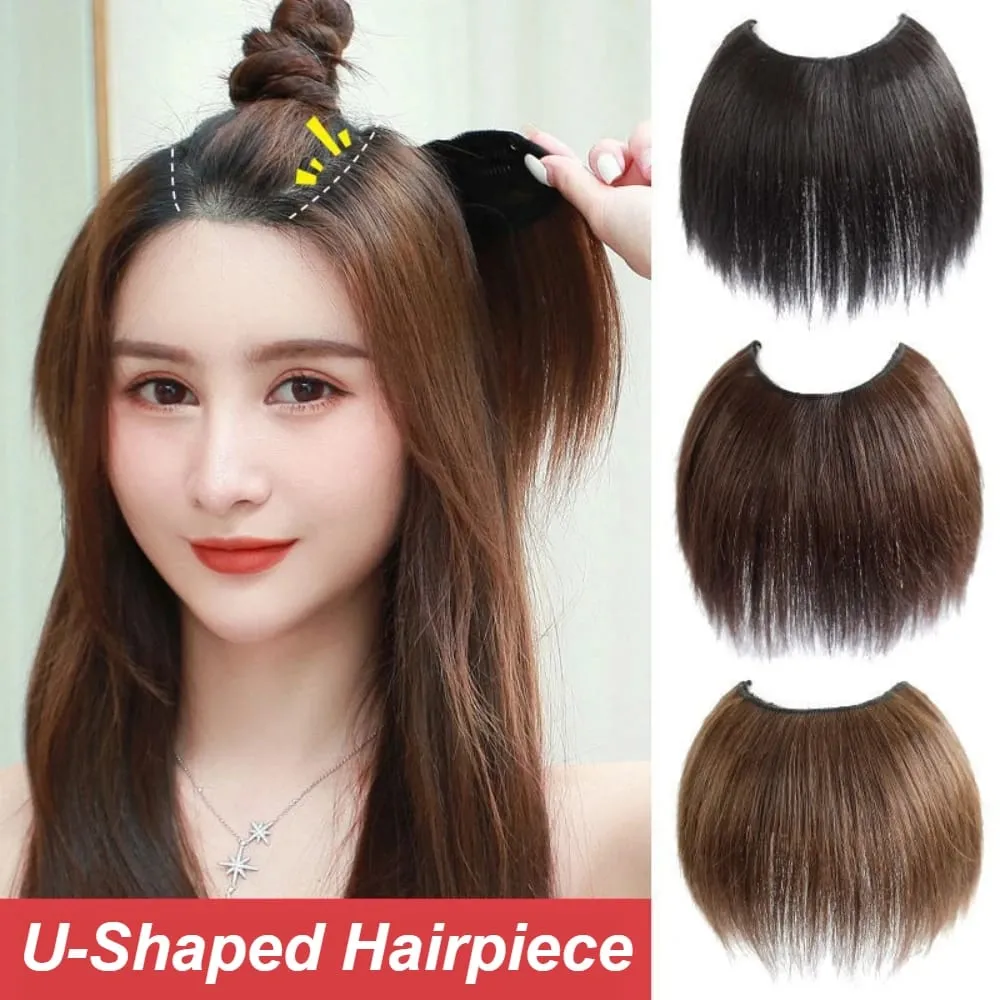 20 ซม./30 ซม.ที่มองไม่เห็นตรง U-Shape Part วิกผม Pad Hairpiece สำหรับผู้หญิง One Piece คลิป-in Hair EXTENSION เพิ่มผมวิกผม — image 2