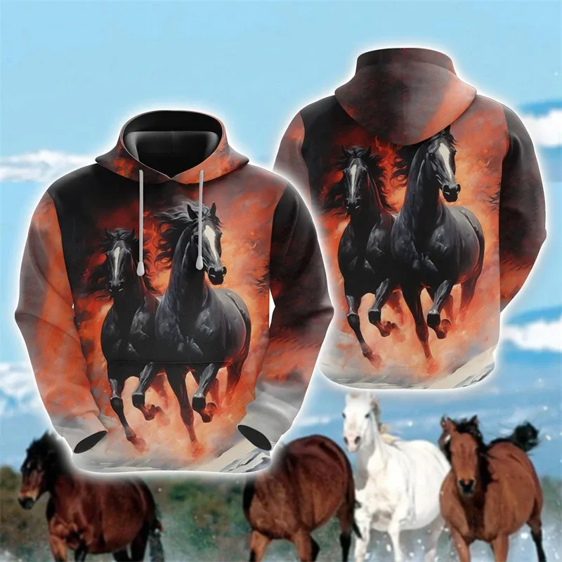 Animal Horse 3D Print Hoodies Autumn Men Women Casual Fashion Oversized Sweatshirts Hoodie Male Pullovers Tracksuit Man Clothing